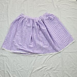 Hell Bunny Lilac Gingham Circle Skirt with White Lace Trim